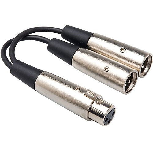 Hosa YXM-121 Y Cable, XLR3F to Dual XLR3M, 6 in - Red One Music