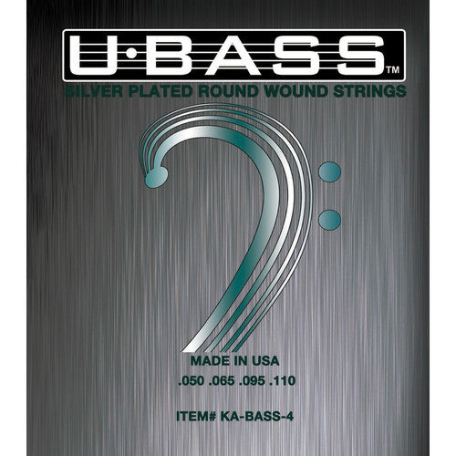 Kala KA-BASS-4 Cordes pour contrebasse ronde plaquées argent (4 cordes, 50-110)