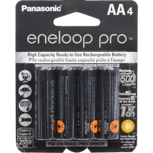 Panasonic ENELOOP PRO AA Rechargeable NiMH Batteries - 1.2V, 2550mAh, 4-Pack