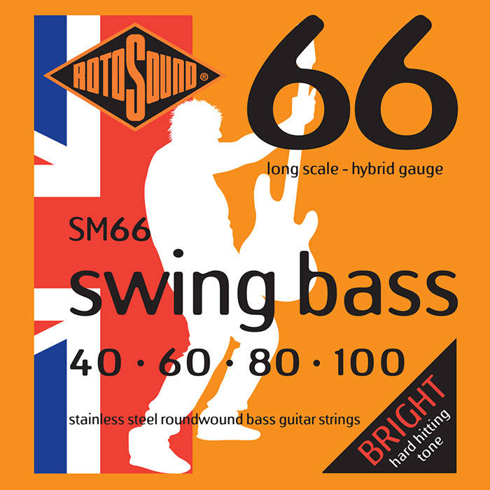 Rotosound SM66 Swing Jeu de cordes pour basse en acier inoxydable – 40-100