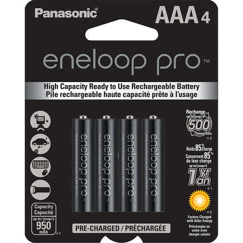 Piles rechargeables Ni-MH AAA Panasonic ENELOOP PRO - 950 mAh, paquet de 4
