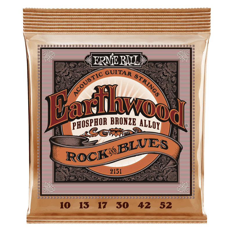 Ernie Ball 2151EB Earthwood Rock and Blues Cordes pour guitare acoustique Bronze phosphoreux 10-52