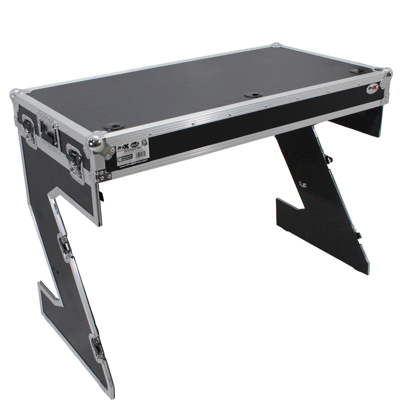 ProX XS-ZTABLEMK2 DJ Z-Table Workstation | Flight Case Table Portable W-Handles and Wheels
