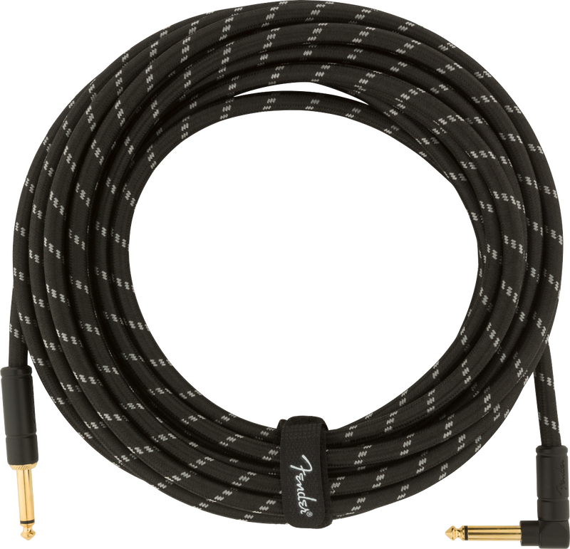 Fender DELUXE Series Straight/Angle Instrument Cable (Black Tweed) - 25'