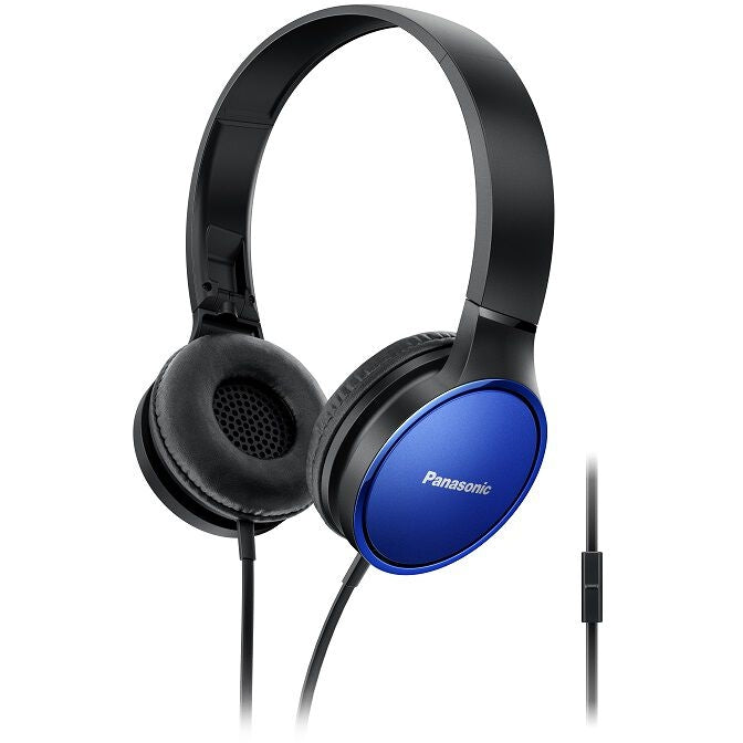 Panasonic RP-HF300M-A Lightweight On-Ear Headphones w/ Mic & Controller - Blue