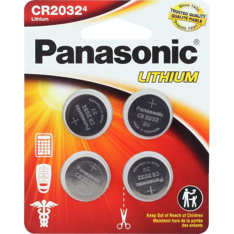 Panasonic CR2032 3V Lithium Coin Cell Battery - 220mAh, 4-Pack