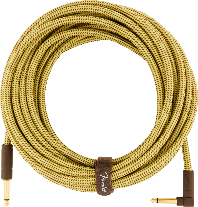 Fender DELUXE Series Straight/Angle Instrument Cable (Tweed) - 25'