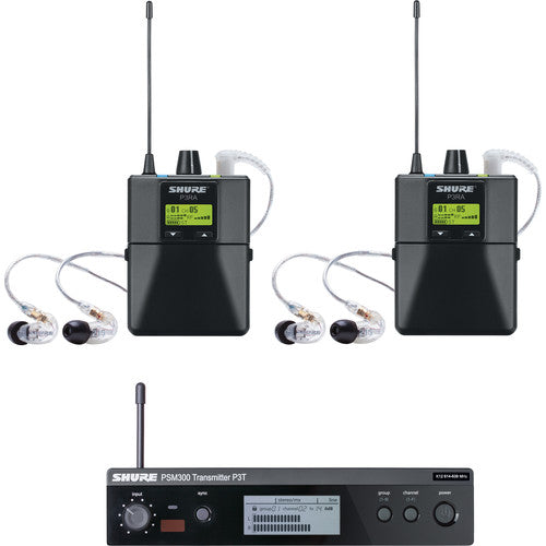 Shure P3TRA215TWP-G20 Kit de moniteurs intra-auriculaires sans fil Pro Twin-Pack (G20 : 488 à 512 MHz) 