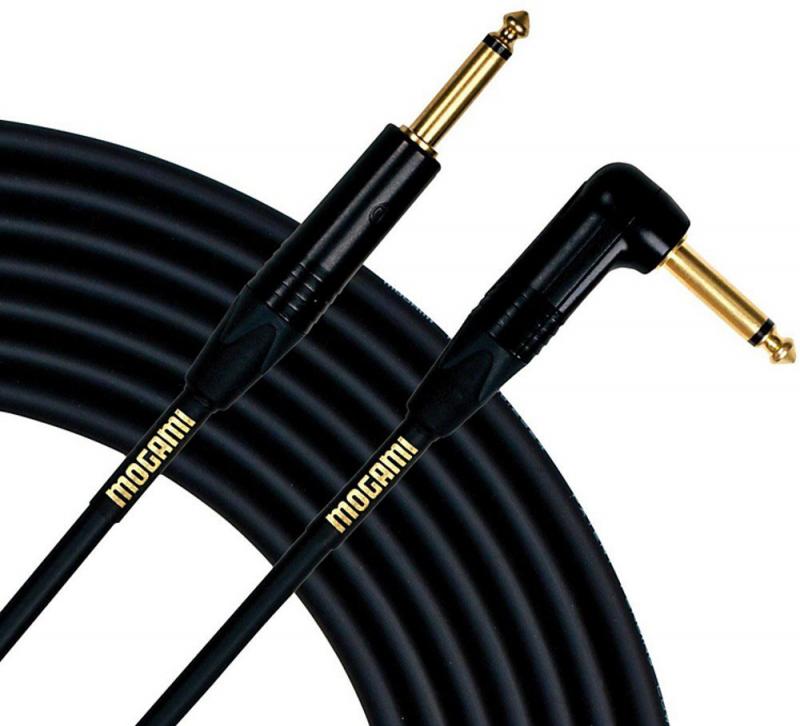 Mogami GOLD INSTRUMENT R03 Straight to Right-Angle 1/4" Instrument Cable - 3'