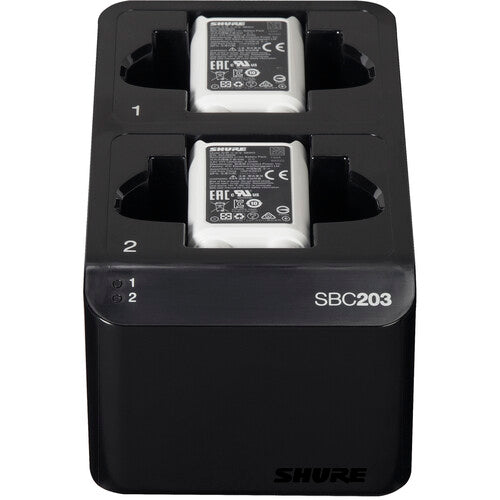Station de recharge à double station d'accueil Shure SBC203 pour batteries SB903 et émetteurs SLX-D