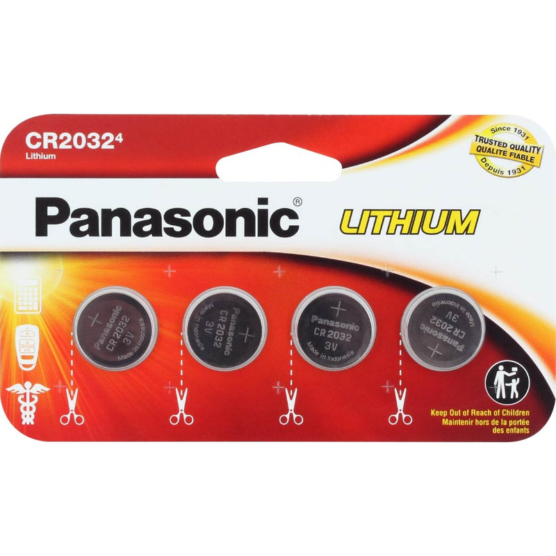 Panasonic CR2032 3V Lithium Coin Cell Battery - 220mAh, 4-Pack (Wide)