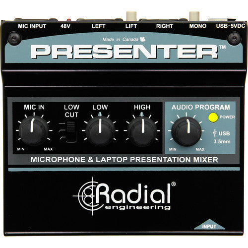Radial Engineering PRESENTER Mixer w/ XLR, 3.5mm, & USB Inputs
