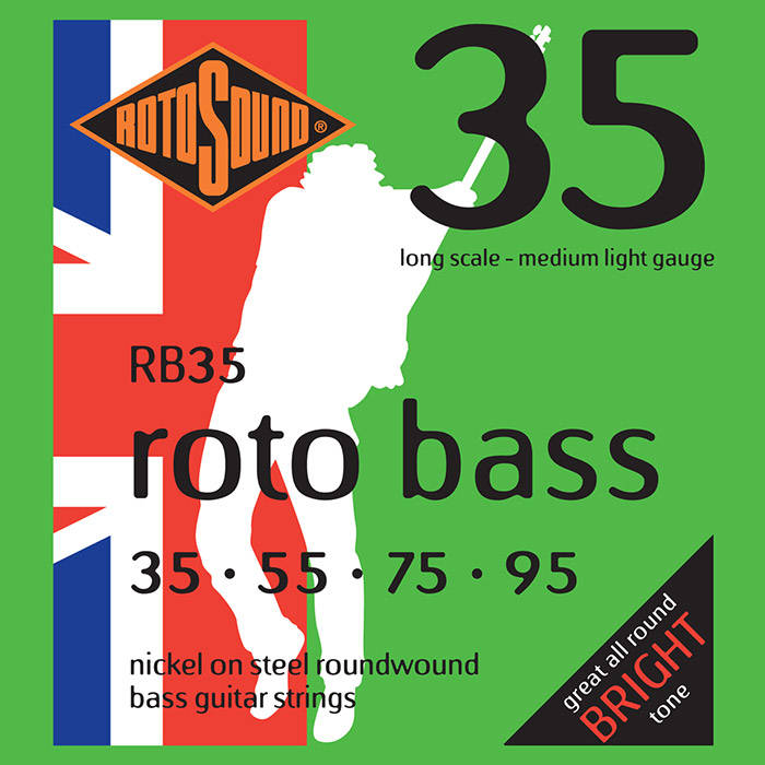 Jeu de cordes pour guitare basse Rotosound RB35 en nickel non soyé 35-95