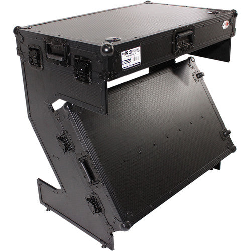 Prox XS-ZTableBljr DJ Z-Table Junior Compact Workstation Flight Base avec table et roues - noir sur noir
