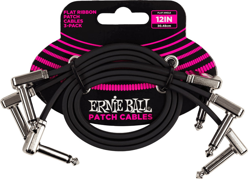 Ernie Ball 6222EB 12'' Flat Ribbon Patch Cable 3 Pack