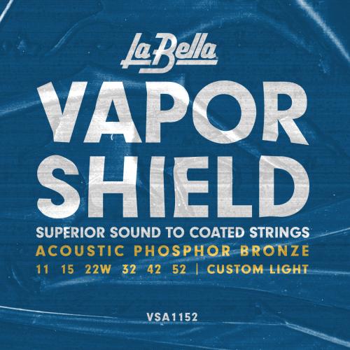 La Bella VSA1152 VAPOR SHIELD Acoustic Guitar Strings - Custom Light 11-52
