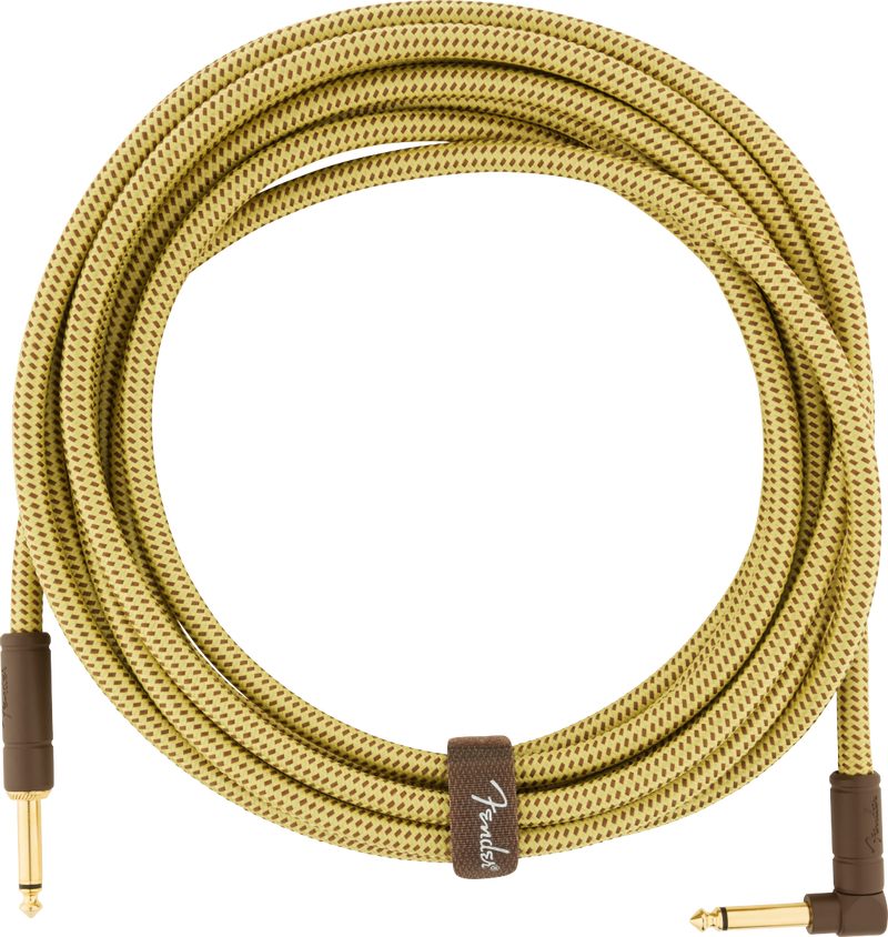 Fender DELUXE Series Straight/Angle Instrument Cable (Tweed) - 18.6'