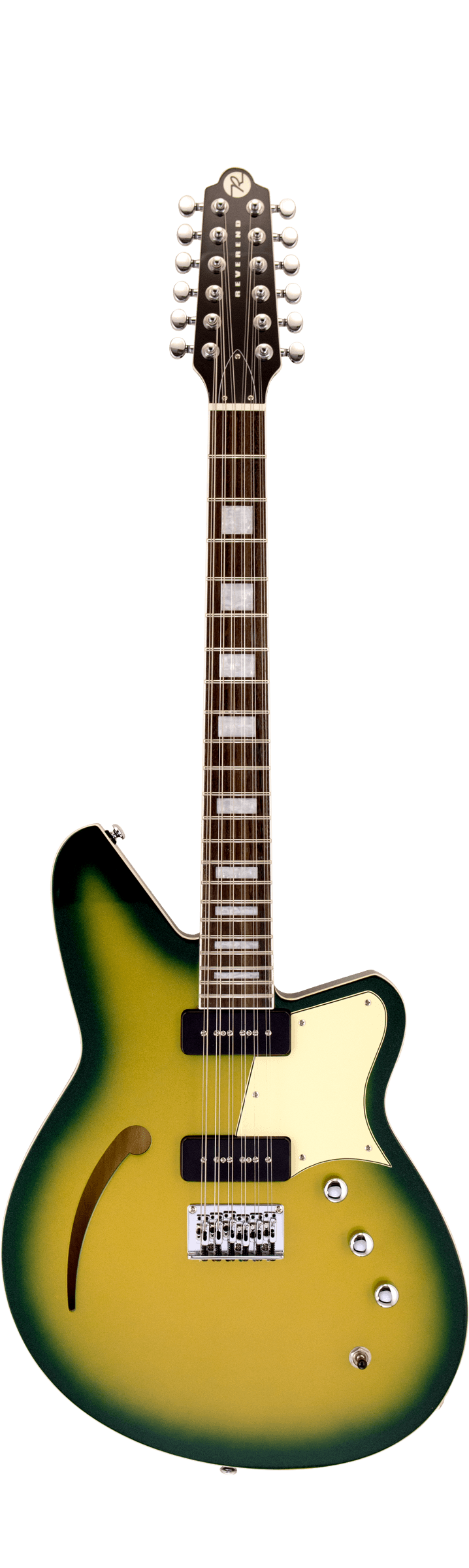 Guitare électrique semi-creuse Reverend AIRWAVE 12 cordes avec micros personnalisés (Citradelic Sunset)