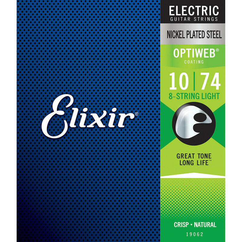Elixir 19062 Optiweb Light Nickel Plated Electric Guitar 8 Strings - .010-.074