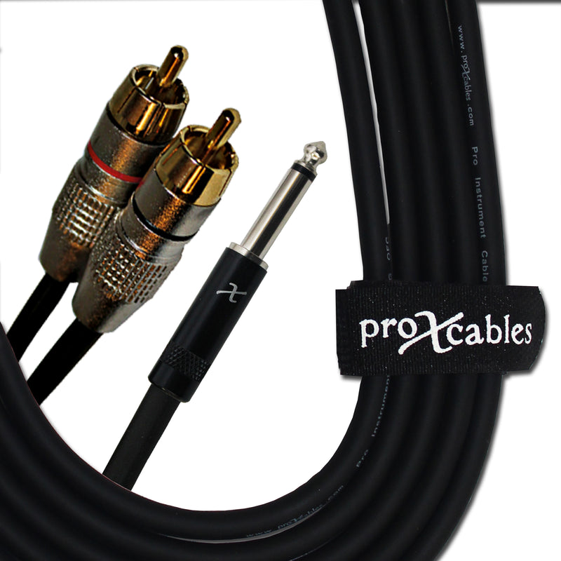 ProX XC-PYR05 Câble Y audio haute performance asymétrique 1/4" TS-M vers double RCA-M - 1,5 m.