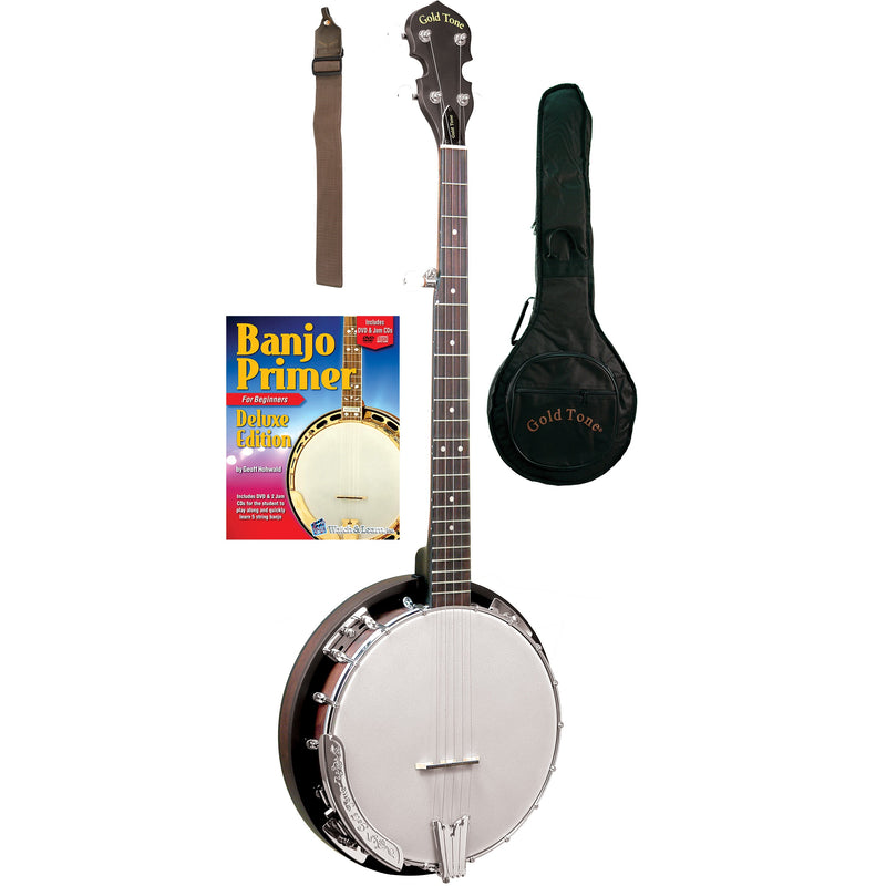 Gold Tone CC-BG Cripple Creek 5 String Banjo Bluegrass Starter Pack w/Gig Bag
