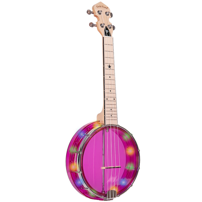 Gold Tone LG-A/L Lightup Little Gem Ukulélé banjo transparent (améthyste) avec housse de transport