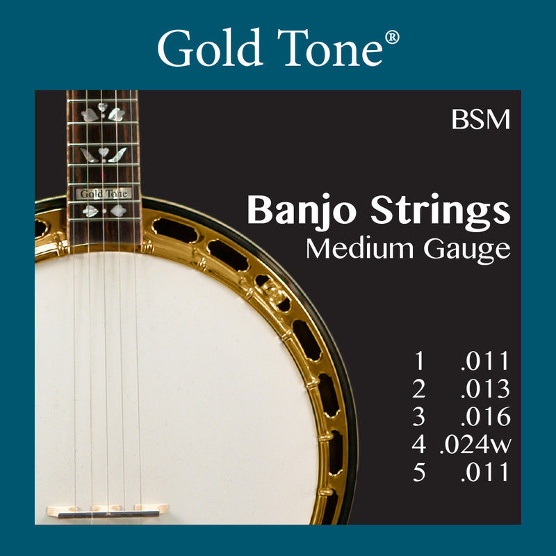 Cordes de banjo GT-BSM dorées de calibre moyen