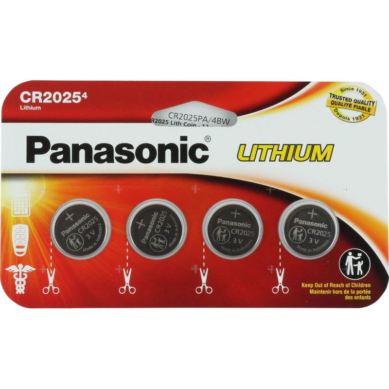 Panasonic CR2025 3V Lithium Coin Cell Battery - 165mAh, 4-Pack (Wide)
