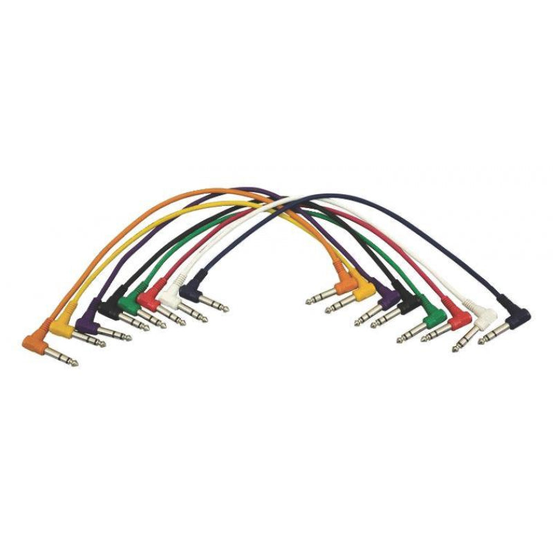 On-Stage PC18-17TRS-R TRS to TRS Right-Angle Patch Cables 8-Pack
