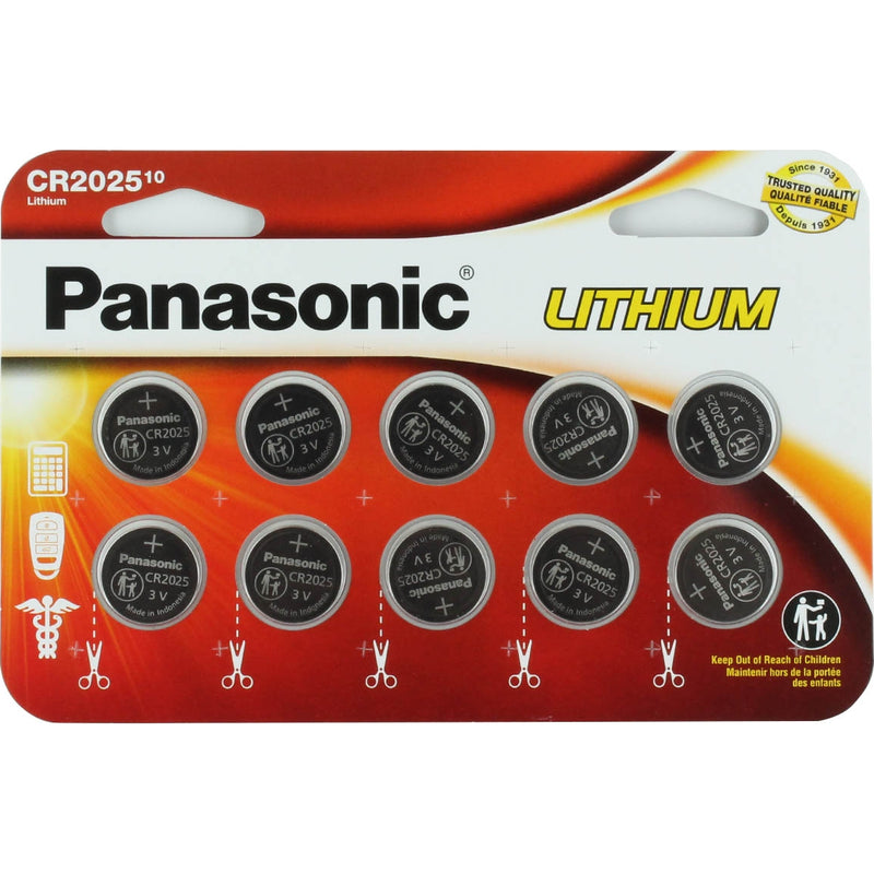 Panasonic CR2025 3V Lithium Coin Cell Battery - 165mAh, 10-Pack
