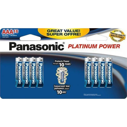Piles AAA PLATINUM POWER de Panasonic – 1,5 V, paquet de 16