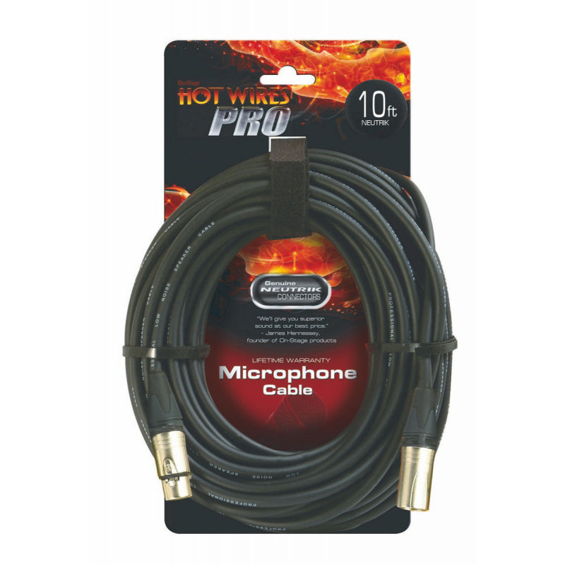 On-Stage MC-10NN Professional Mic Cable w/ Neutrik Connectors 10'