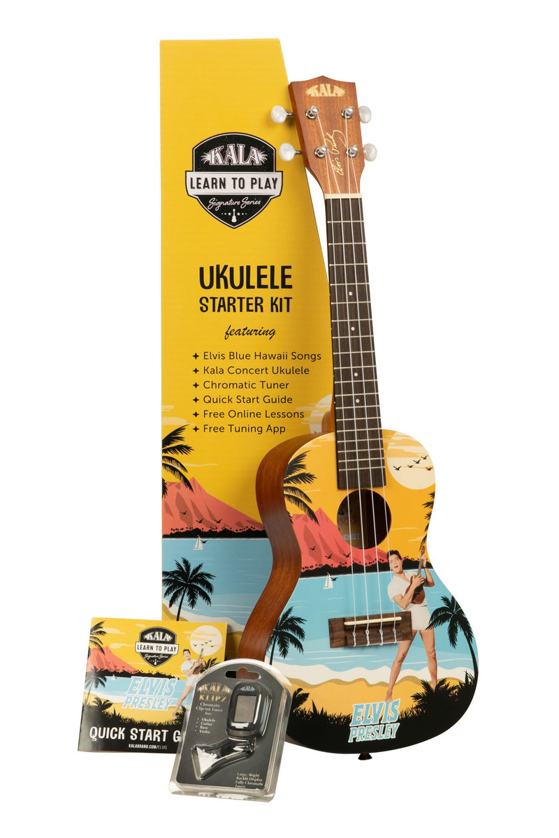 Kala LTP-C-EBH Learn To Play Elvis Blue Hawaii Concert Ukulele Starter Kit