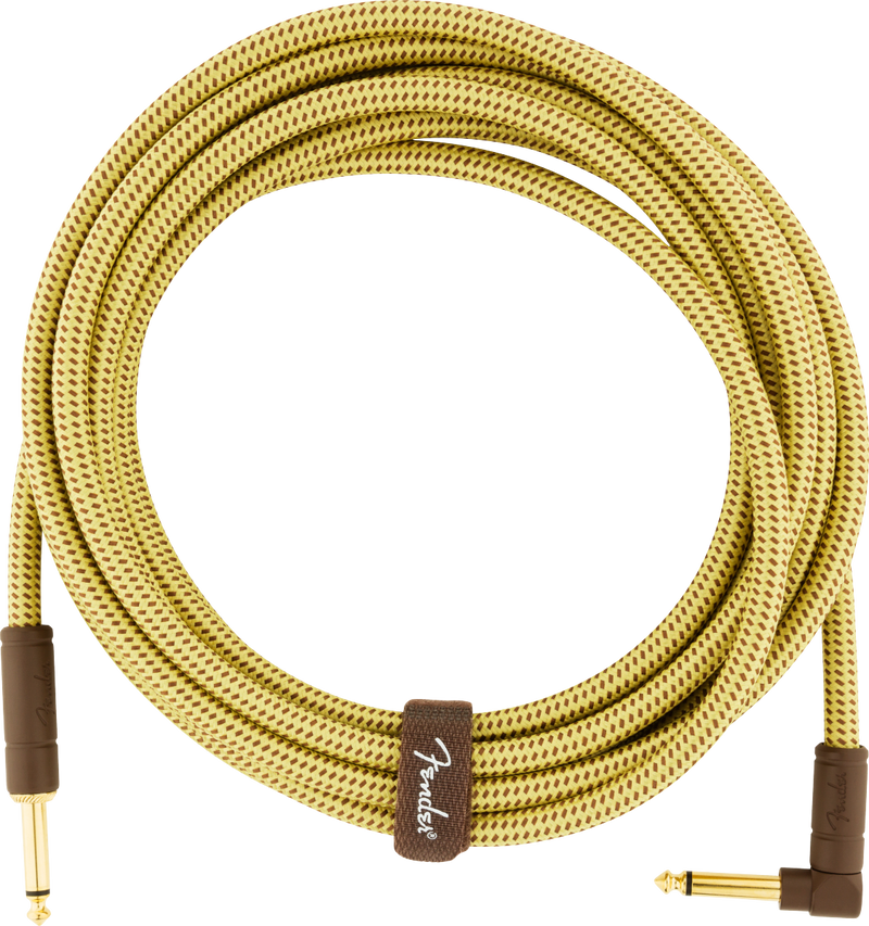 Fender DELUXE Series Straight/Angle Instrument Cable (Tweed) - 15'
