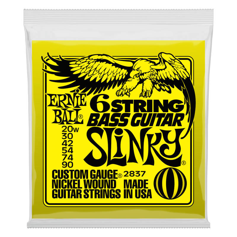 Cordes pour guitare basse Ernie Ball 2837EB Slinky 6 cordes 20-90