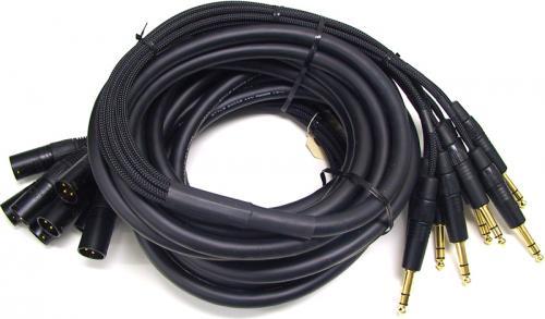 Mogami Gold 8 TRS-XLRM-15 Câble serpent adaptateur audio 8 canaux, prise TRS mâle 1/4" vers XLR-mâle, contacts dorés, connecteurs droits, 15 pieds