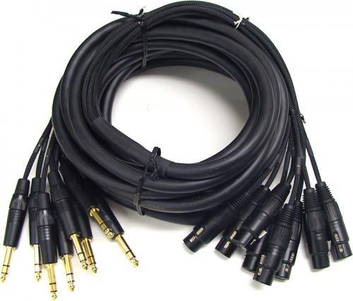 Mogami Gold 8 TRS - Câble serpent adaptateur audio XLRF 25', sortie 8 canaux, XLR-femelle vers prise TRS mâle 1/4", contacts dorés, connecteurs droits, 25 pieds
