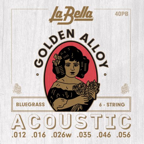La Bella 40PB Golden Alloy Acoustic Guitar Strings - Bluegrass 12-56