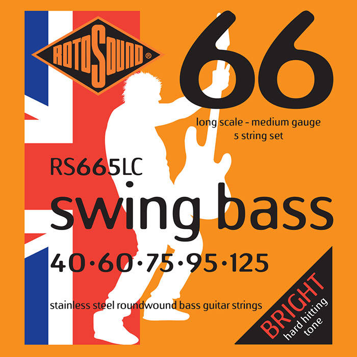 Rotosound RS665LC Swing Bass 66 Stainless Steel 5-String Bass Set 40-125