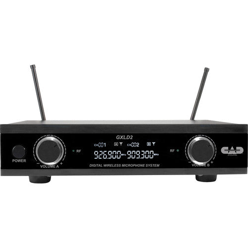 CAD GXLD2BBAI Système de microphone numérique sans fil double canal avec casques et câbles de guitare (AI : 909 à 927 MHz)