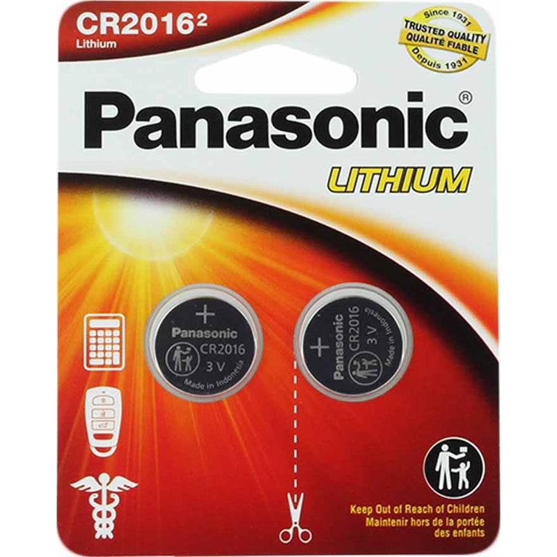 Panasonic CR2016 3V Lithium Coin Cell Battery - 90mAh, 2-Pack