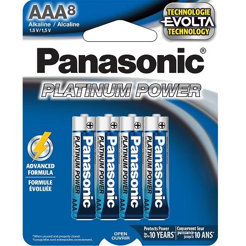 Piles AAA PLATINUM POWER de Panasonic – 1,5 V, paquet de 8