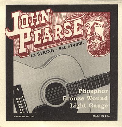 John Pearse JP1400L Cordes de guitare acoustique 12 cordes en bronze phosphoreux - Calibre léger