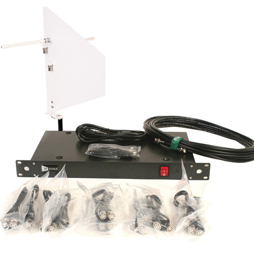 RF Venue DFINWDISTRO4 4-Channel Antenna Distributor with White Diversity Fin Antenna and Cables Bundle