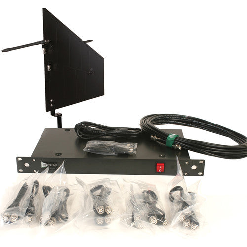 RF Venue DFINBDISTRO4 4-Channel Antenna Distributor with Black Diversity Fin Antenna and Cables Bundle