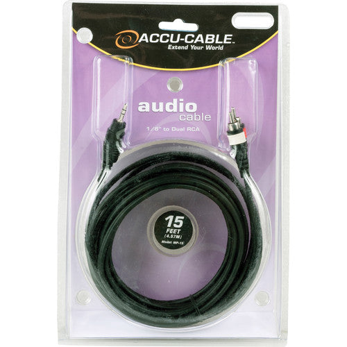 American DJ MP-15-ADJ 1/8" Mini Plug to RCA Cable - 15'