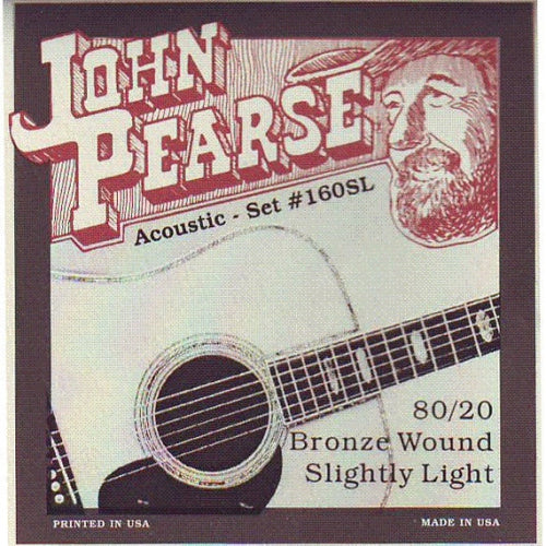 John Pearse JP160L 80/20 Bronze Acoustic Guitar Strings - Slightly Light