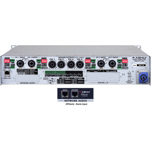 Ashly NXP1.54D Amplificateur de puissance réseau multimode 4 canaux avec suite logicielle Protea DSP et interface numérique Dante