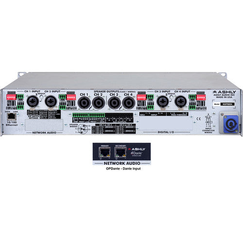 Ashly NXP8004D 4-Channel Multi-Mode Network Power Amplifier with Protea DSP Software Suite & Dante Digital Interface