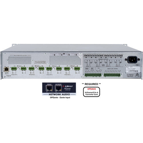 Ashly NE8250.70BD Amplificateur de puissance réseau 8 canaux 2000 W avec cartes OPDAC8 et OPDante (70 V)